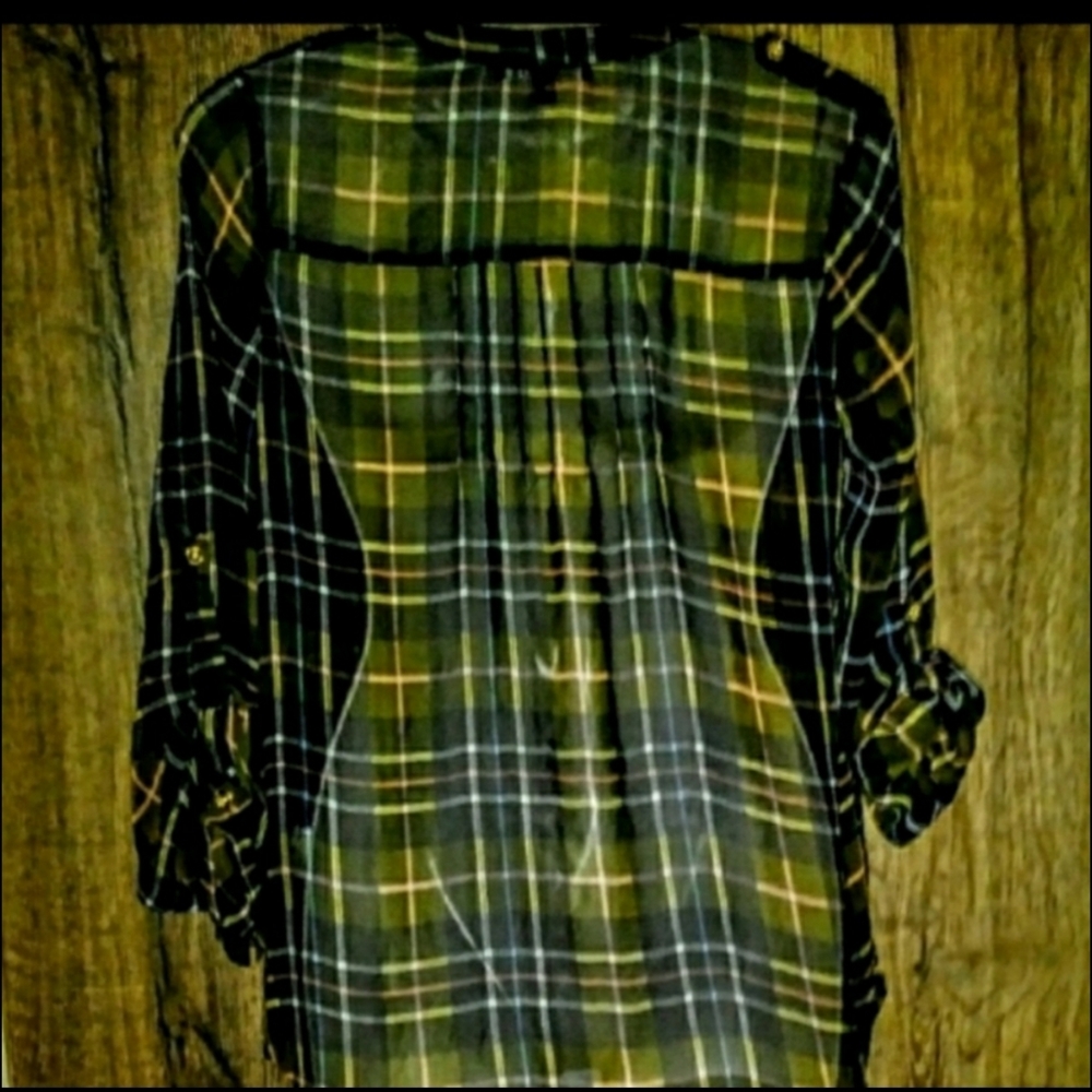 Papermoon Top Size M Sheer Plaid Sheer NWOT - Picture 3 of 10